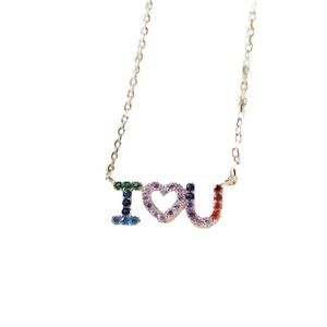 18K Gold Vermeil rainbow 🌈 I ❤️ U Necklace